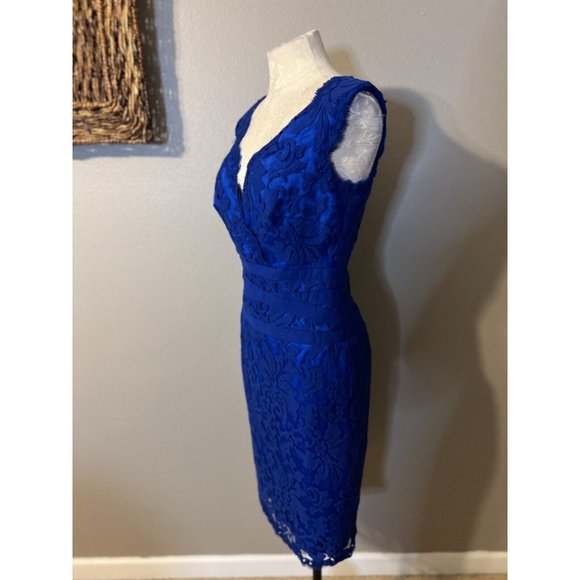 Tadashi Dress Cobalt Blue 6 Stretch Sheath Wedding Party Cruise Event Barbie - Picture 8 of 13